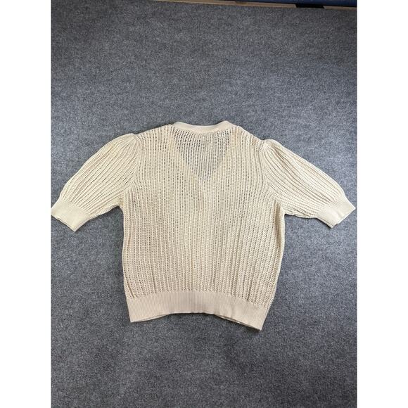 LOFT 100% Cotton Open Knit Short sleeved cardigan. Size XL - Picture 2 of 5